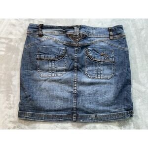 Torrid Womens Sz 12 Blue Denim Mini Straight Skirt Western Cowgirl Rodeo Biker